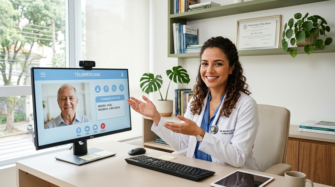 Médico realizando teleconsulta segura